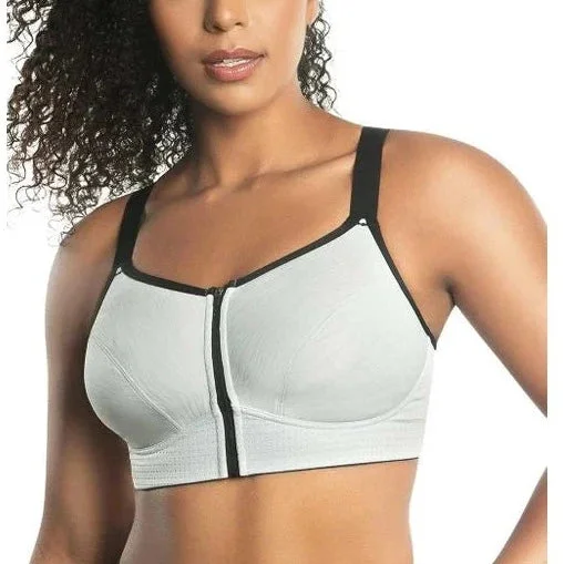 PARFAIT WAVE FRONT ZIPPER SPORTS BRA SILVER