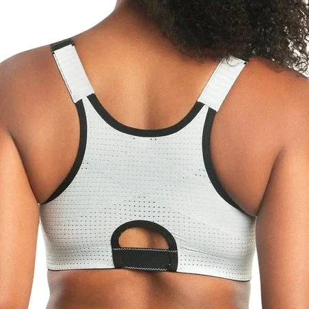 PARFAIT WAVE FRONT ZIPPER SPORTS BRA SILVER