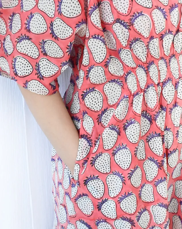 Peach Strawberry Senorita - Soft Cotton Kaftan Dress