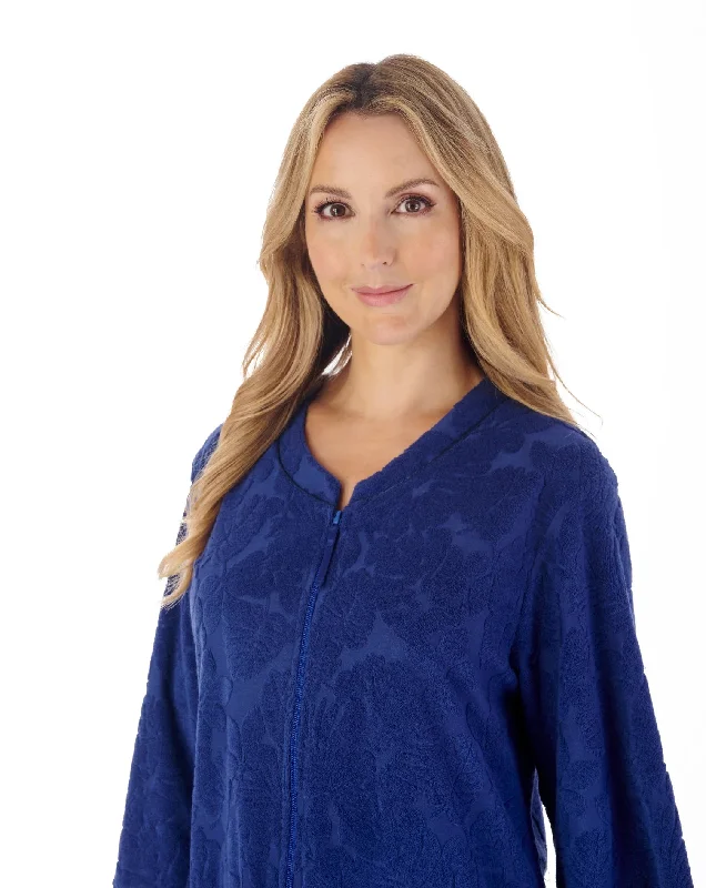 Slenderella-42'' Towelling Zip Robe-HC03311-Navy