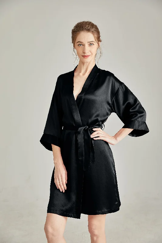 Short Women's Silk Kimono Robe