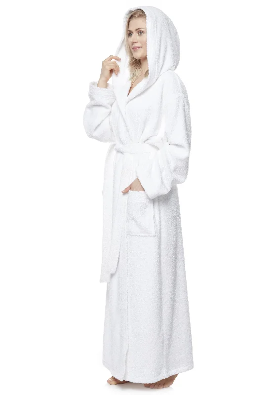 Women's Cotton Pacific Style Full Length Hooded Bathrobe